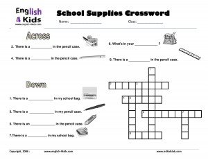 school items crossword