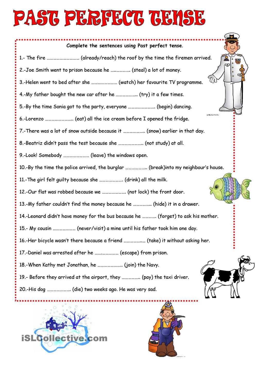 Past Perfect Tense Worksheets For Grade 4