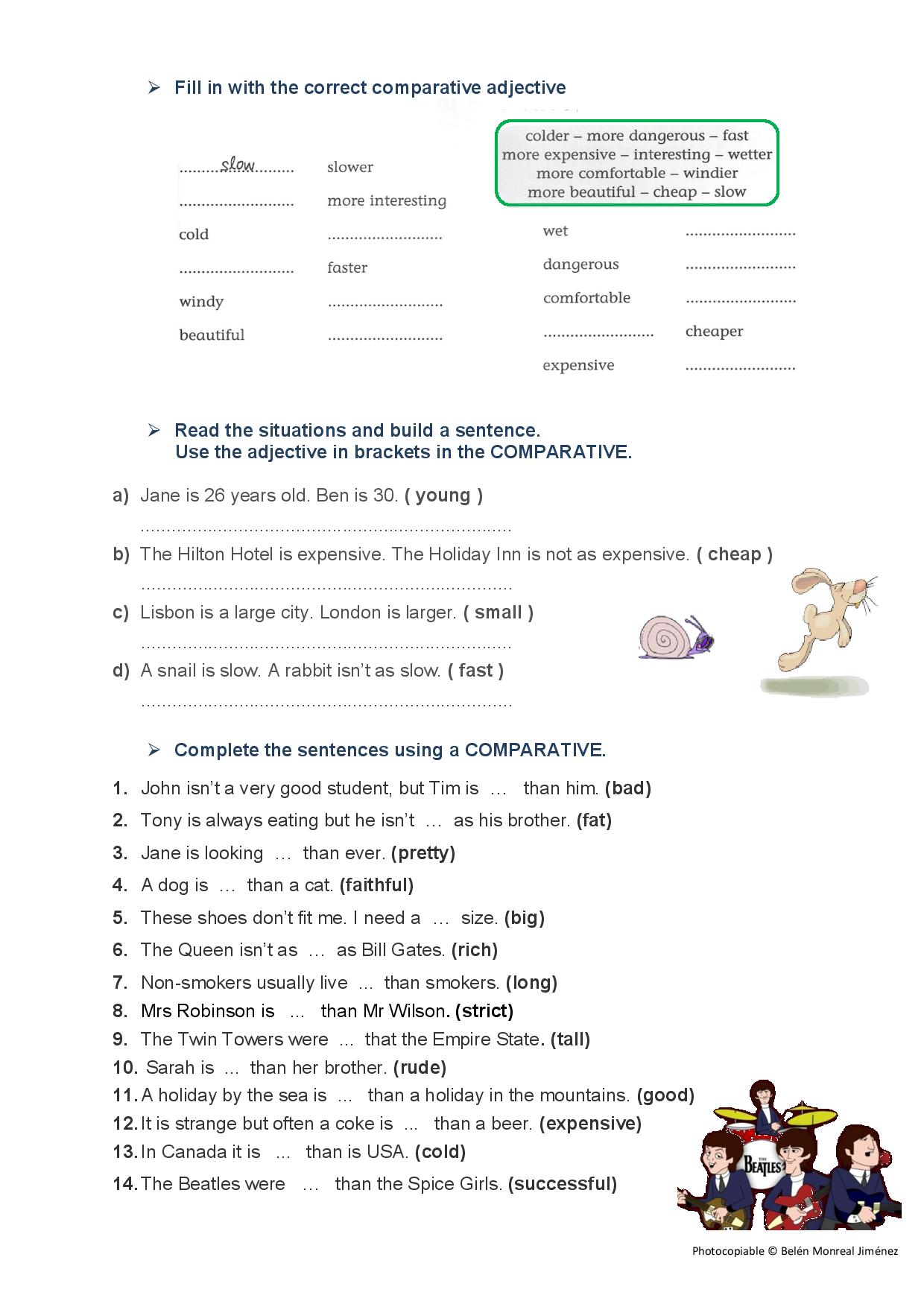 Comparative adjetives worksheet