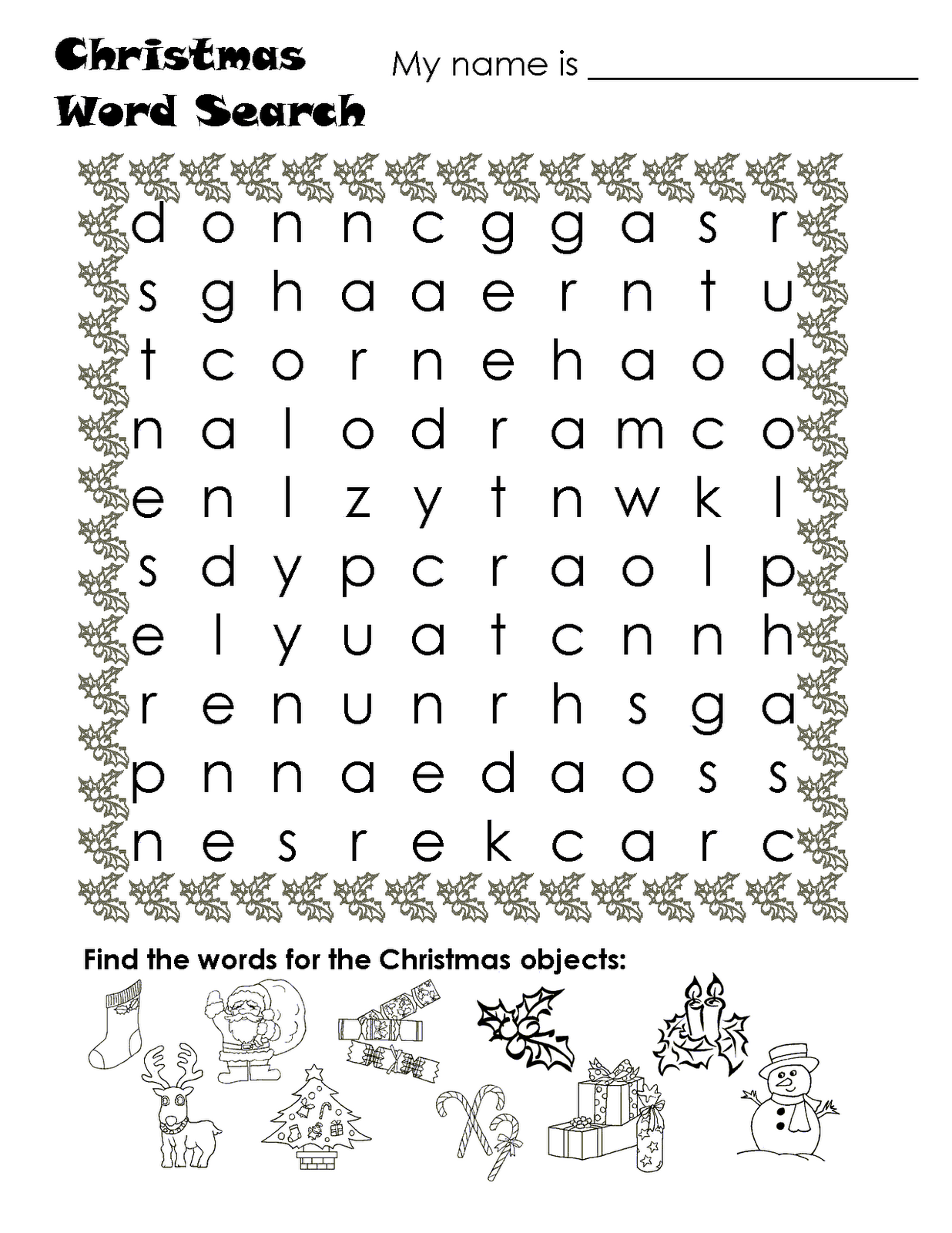 Christmas wordsearch